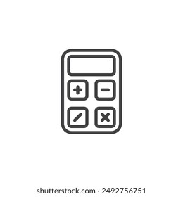 Calculator line icon. linear style sign for mobile concept and web design. Calculator with buttons outline vector icon. Math symbol, logo illustration. Vector graphics