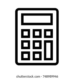 Calculator line icon. Linear style electronic device for accounting and maths calculation. Financial tool for calculating mortgage and real estate loan. Pixel perfect EPS file. 
