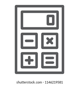 Calculator line icon, office and work, electronic sign, vector graphics, a linear pattern on a white background, eps 10.