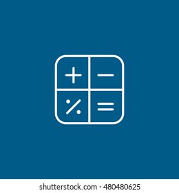 Calculator Line Icon On Blue Background