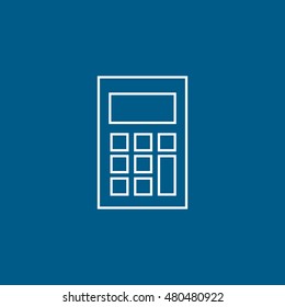 Calculator Line Icon On Blue Background