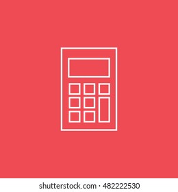 Calculator Line Icon On Red Background