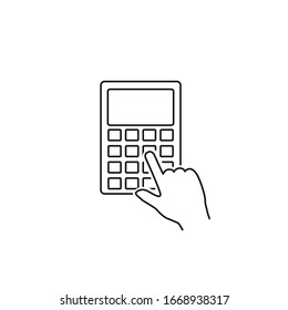 Calculator line icon on white background. Vector illustration