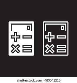 calculator line icon, outline and solid vector sign, linear and full pictogram isolated on black, logo illustration
