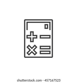 calculator line icon, outline vector logo, linear pictogram isolated on white, pixel perfect illustration