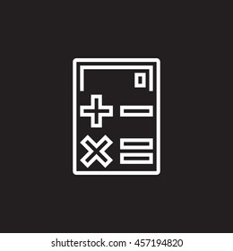 calculator line icon, outline vector logo, linear pictogram isolated on black, pixel perfect illustration