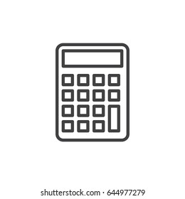 Calculator line icon, outline vector sign, linear style pictogram isolated on white. Accounting symbol, logo illustration. Editable stroke. Pixel perfect