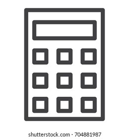 Calculator line icon, outline vector sign, linear style pictogram isolated on white. Symbol, logo illustration. Editable stroke