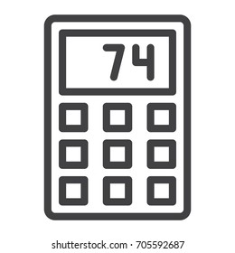 Calculator line icon, outline vector sign, linear style pictogram isolated on white. Symbol, logo illustration. Editable stroke. Pixel perfect graphics