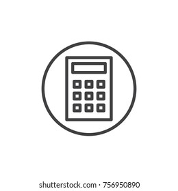 Calculator line icon, outline vector sign, linear style pictogram isolated on white. Symbol, logo illustration. Editable stroke