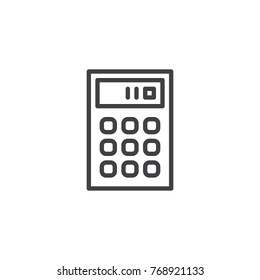 Calculator line icon, outline vector sign, linear style pictogram isolated on white. Symbol, logo illustration. Editable stroke