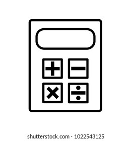 Calculator line icon. Pocket calculator with arithmetic operation buttons. Vector Illustration 