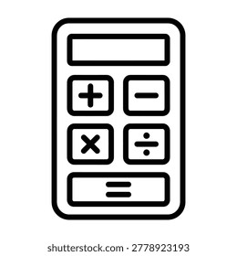Calculator line icon representing math and basic arithmetic operations with calculator arithmetic business calculate