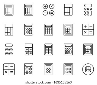 Calculator line icon set. Collection of high quality black outline logo for mobile concepts and web apps. Calculator set in trendy flat style. Vector illustration on a white background