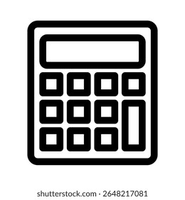 Calculator line icon. Simple vector symbol used for school, travel, or education themes. Clean linear design, Thin stroke design, isolated on white.