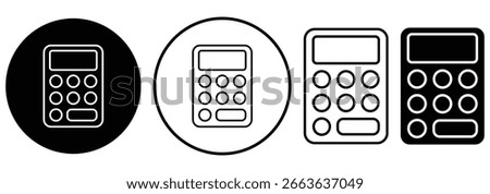 calculator line icon. Calculator Icon Line Style. Design Vector Illustration. pocket calculator sign vector. Calculator icon set. Black color outline or solid icon on white background eps 10