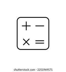 Calculator Line Icon. Vector sign drawn with black thin line. Editable stroke. Perfect for UI, apps, web sites, books, articles