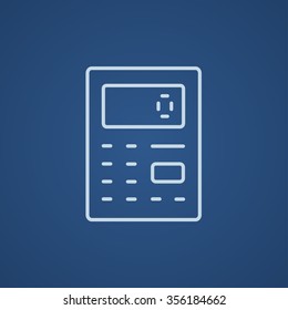 Calculator line icon for web, mobile and infographics. Vector light blue icon isolated on blue background.