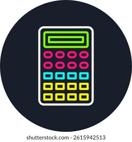 Calculator Line Multi Colour Circle
