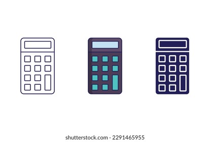 Calculator line and solid illustration icon