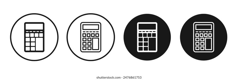 Calculator line vector icon set.