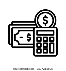 Calculator Line Vector Illustration On White Background.