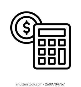 Calculator Line Vector Illustration On White Background.