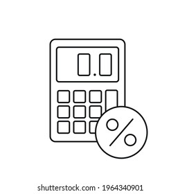 Icono lineal de la calculadora. Impuestos. Ilustración personalizable de línea delgada. Símbolo de contorno. Dibujo de contorno aislado del vector. Trazo editable