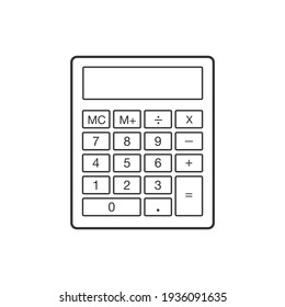 Calculator linear icon. Thin line illustration. Contour symbol. Vector isolated outline drawing.