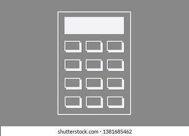 Calculator with lines and buttons on dark background vector illustration