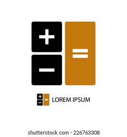 Calculator as logo with copyspace in black and orange colors
