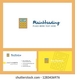 Calculator Logo design with Tagline & Front and Back Busienss Card Template. Vector Creative Design
