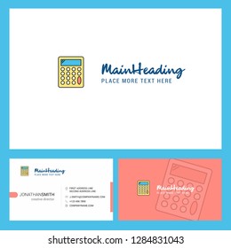 Calculator Logo design with Tagline and Front and Back Busienss Card Template. Vector Creative Design
