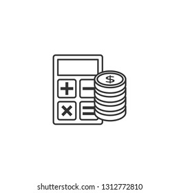 Calculator machine, Calculating money isolated icon. - VECTOR