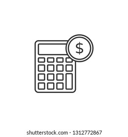 Calculator machine, Calculating money isolated icon. - VECTOR