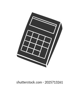 Calculator Machine Icon Silhouette Illustration. Mathematics Tool Vector Graphic Pictogram Symbol Clip Art. Doodle Sketch Black Sign.