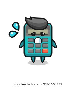 calculator mascot character with afraid gesture , cute style design for t shirt, sticker, logo element