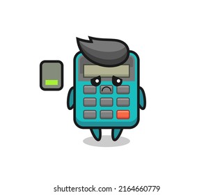 calculator mascot character doing a tired gesture , cute style design for t shirt, sticker, logo element