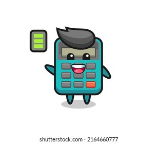 calculator mascot character with energetic gesture , cute style design for t shirt, sticker, logo element