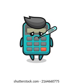 calculator mascot character with fever condition , cute style design for t shirt, sticker, logo element