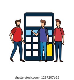 calculator math with business person