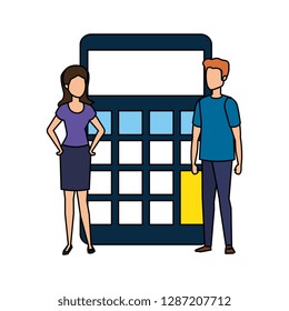 calculator math with business person