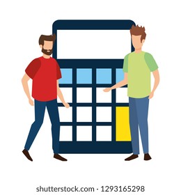 calculator math with business person
