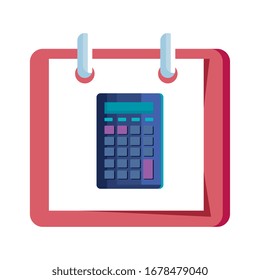 calculator math in calendar reminder isolated icon vector illustration design