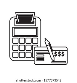 calculator math with check banknote vector illustration design