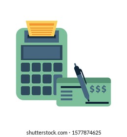 calculator math with check banknote vector illustration design