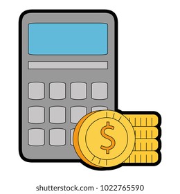 calculator math with coins