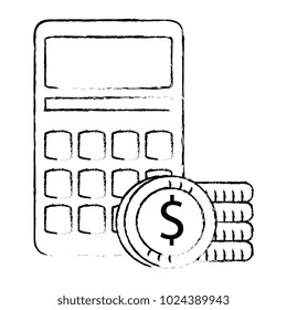 calculator math with coins