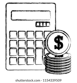 calculator math with coins