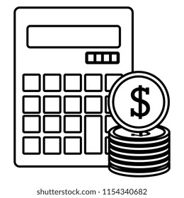 calculator math with coins
